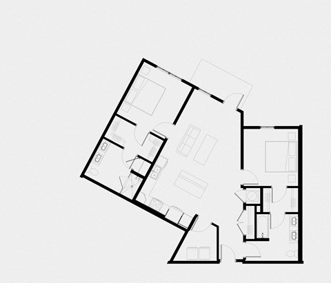 A black and white floor plan of a house.